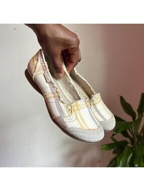 Y2K Mudd Plaid Canvas Ballet Flats Distressed Slip On loafers shoes US 6.5